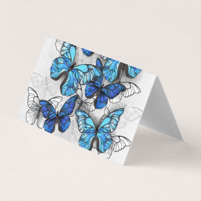 Tarjeta De Visita Composición de las mariposas blancas y azules (Anverso)