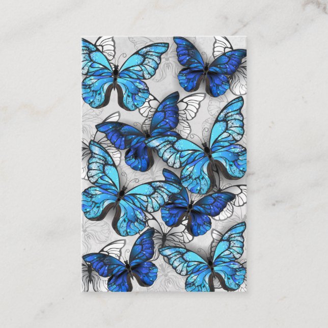 Tarjeta De Visita Composition of White and Blue Butterflies (Anverso)