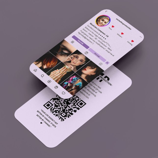 Tarjeta De Visita Compositor de cantantes de música IG Light Purple  (Musician Singer Composer IG Light Purple Modern Business Card
)
