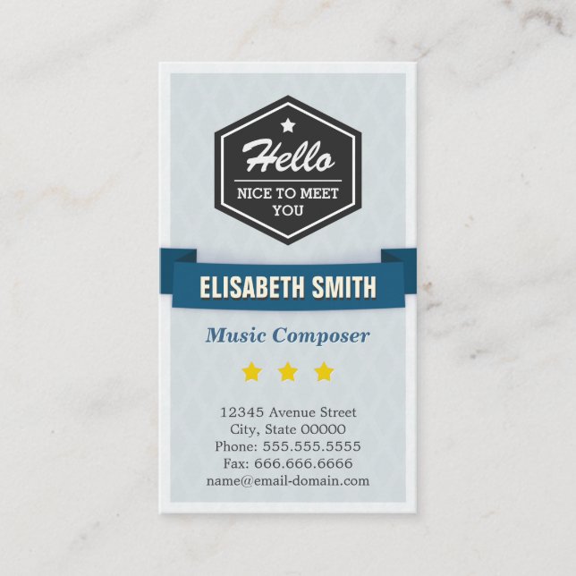 Tarjeta De Visita Compositor de música - Creativo estilo retro (Anverso)