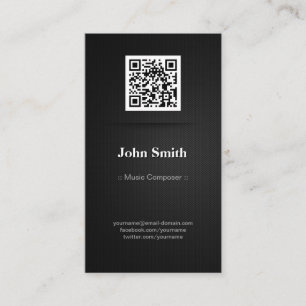 Tarjeta De Visita Compositor de música - Elegante código QR negro