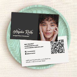 Tarjeta De Visita Compositor de música Foto en código QR negro