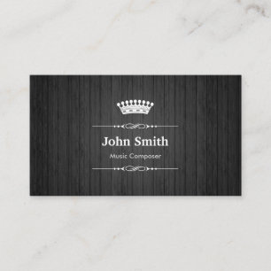 Tarjeta De Visita Compositor de música Royal Black Wood Grain