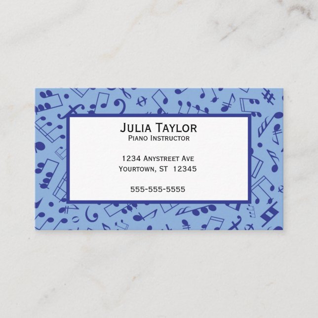 Tarjeta De Visita Compositor de profesores de música de notas musica (Anverso)