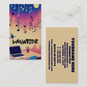Tarjeta De Visita Compositor escribiendo canciones de noche