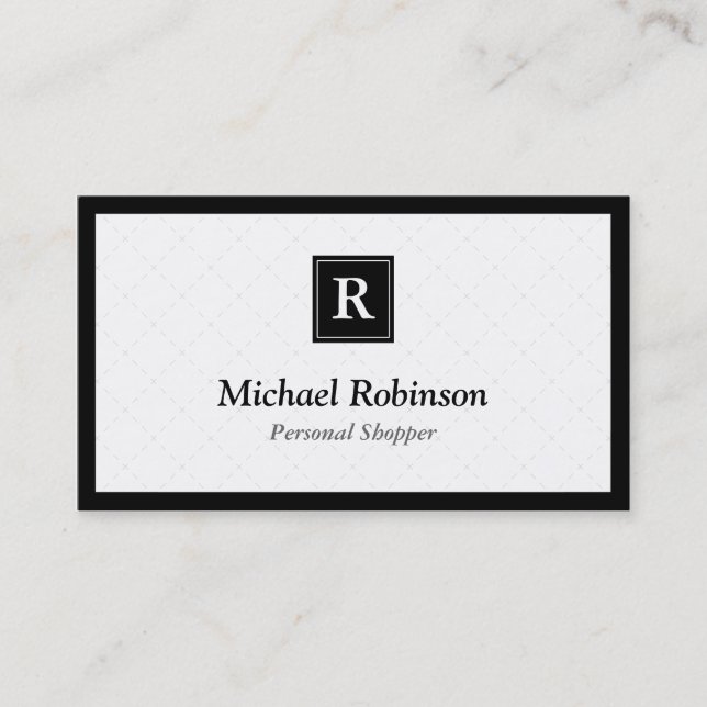 Tarjeta De Visita Comprador personal - Monograma simple y elegante (Anverso)
