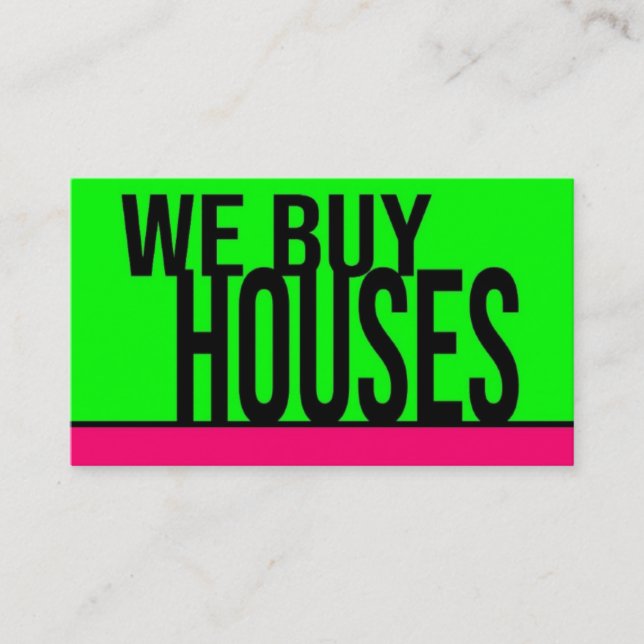 Tarjeta De Visita Compramos Casas Hot Green Hot Pink (Anverso)