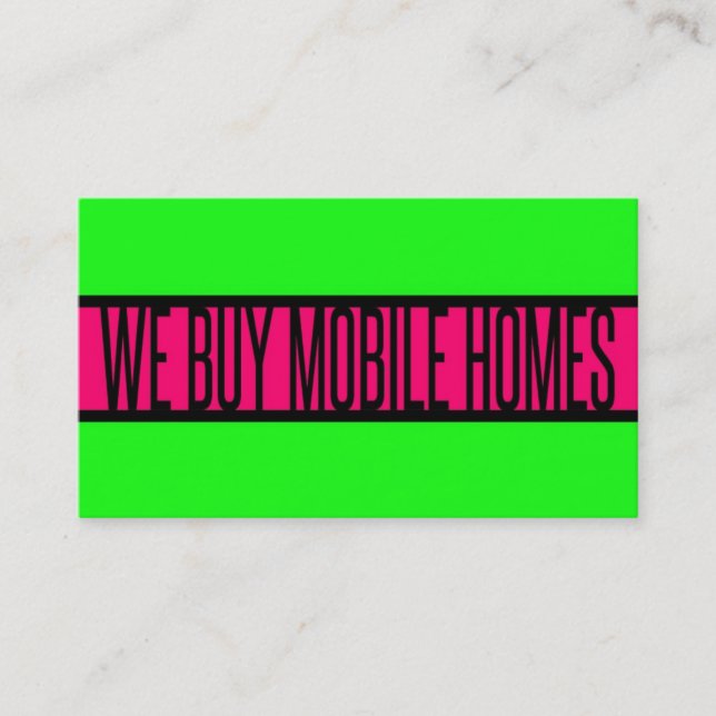 Tarjeta De Visita COMPRAMOS CASAS MÓVILES Neon Green Hot Pink (Anverso)