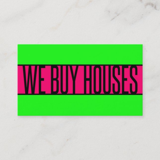 Tarjeta De Visita COMPRAMOS CASAS Neon Green Hot Pink Business Card (Anverso)