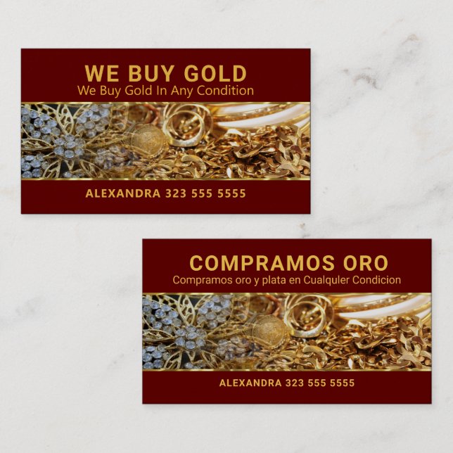 Tarjeta De Visita Compramos tipografía de Personalizado de oro (Anverso / Reverso)