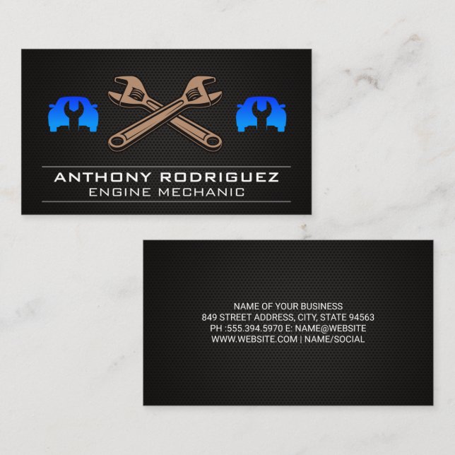 Tarjeta De Visita Comprar automáticamente | Wrenches | Logotipo mecá (Anverso / Reverso)