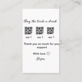 Tarjeta De Visita comprar novia una bebida escanear código QR gracia