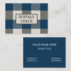 Tarjeta De Visita Comprobación de búfalo blanco gris azul