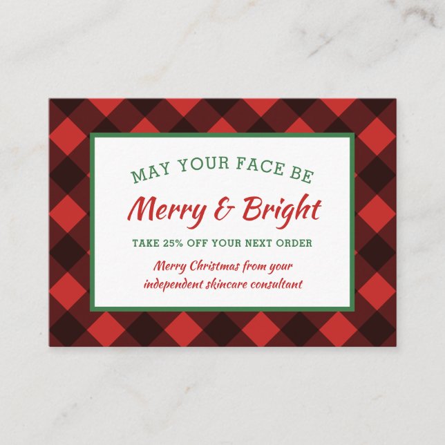 Tarjeta De Visita Comprobación de búfalo Navidades rusos Cupón de es (Anverso)