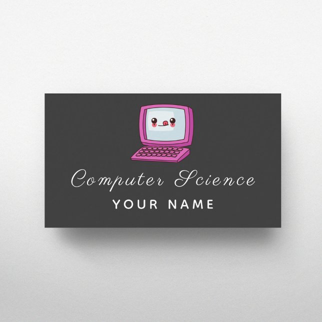 Tarjeta De Visita Computación Ciencia Cute Laptop Kawaii Elegante Gr (Subido por el creador)