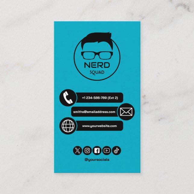 Tarjeta De Visita Computer Tech Guy Nerdy Business Card (Anverso)