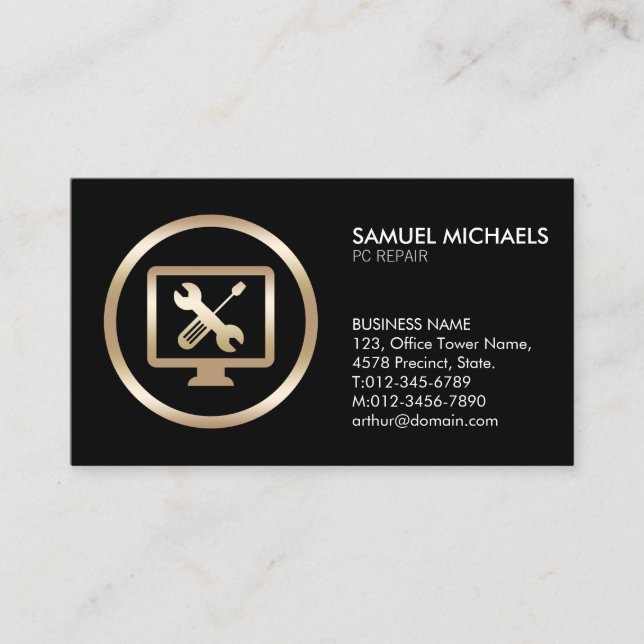 Tarjeta De Visita Computer Tools Icon PC Repair Business Card (Anverso)