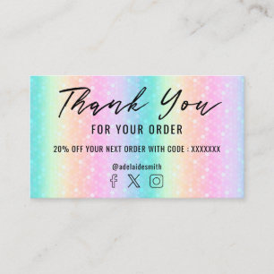 tarjeta de visita con arcoiris pastel