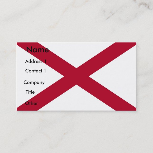 Tarjeta de visita con bandera de Alabama (Anverso)