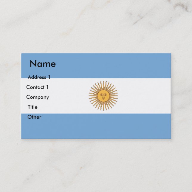 Tarjeta de visita con bandera de Argentina (Anverso)