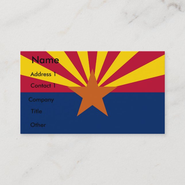 Tarjeta de visita con bandera de Arizona, EE.UU. (Anverso)