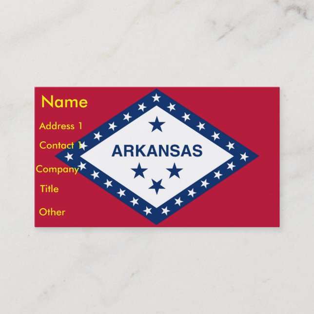 Tarjeta de visita con Bandera de Arkansas U.S.A. (Anverso)