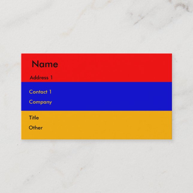 Tarjeta de visita con bandera de Armenia (Anverso)
