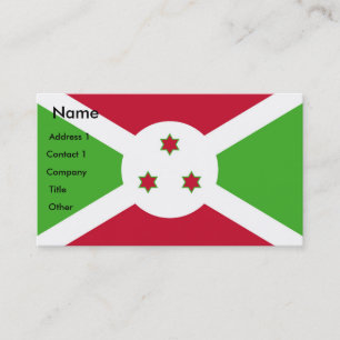 Tarjeta de visita con bandera de Burundi