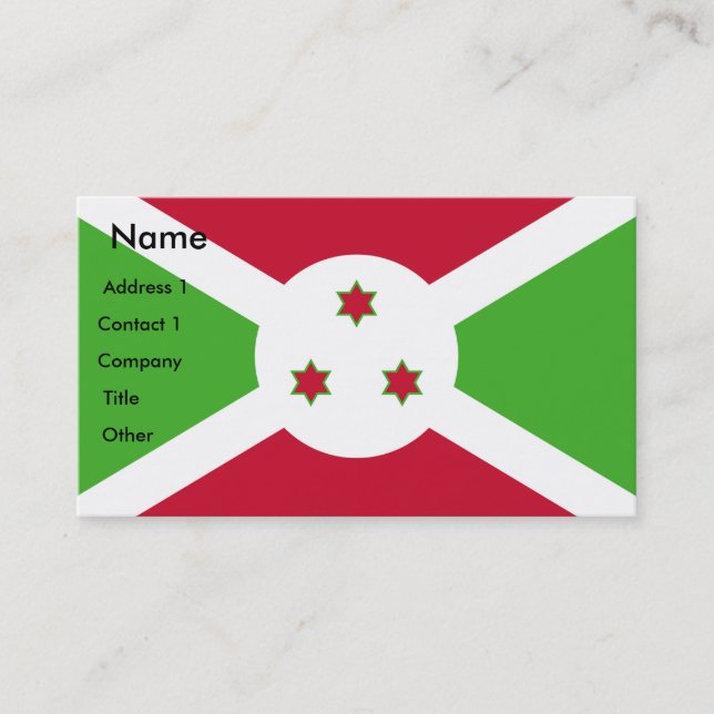 Tarjeta de visita con bandera de Burundi (Anverso)