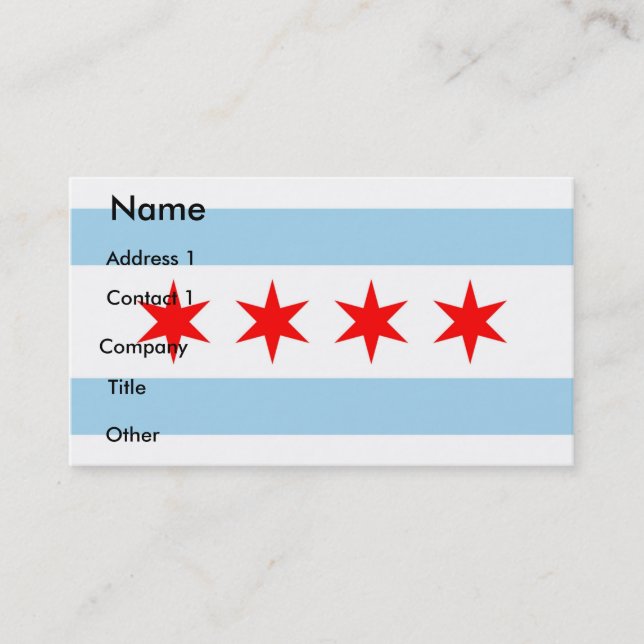 Tarjeta de visita con Bandera de Chicago, EE.UU. (Anverso)