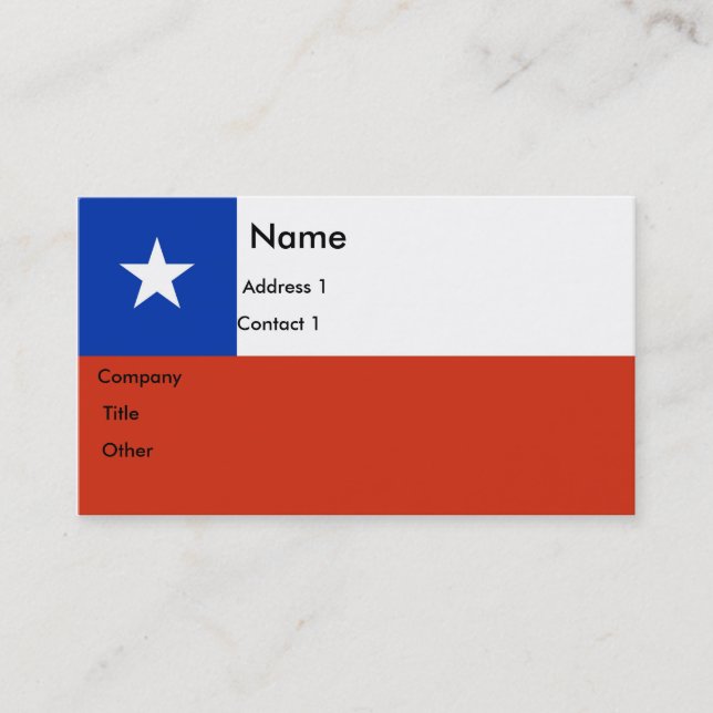 Tarjeta de visita con bandera de Chile (Anverso)