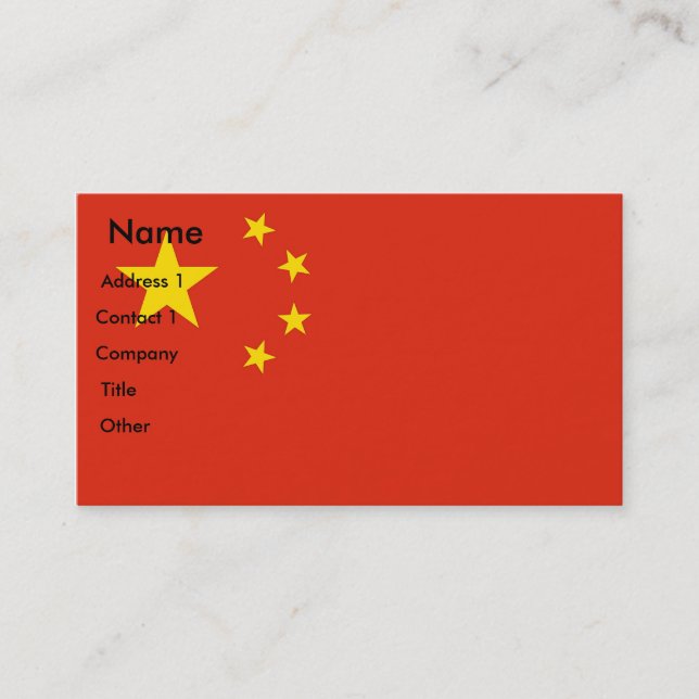 Tarjeta de visita con bandera de China (Anverso)
