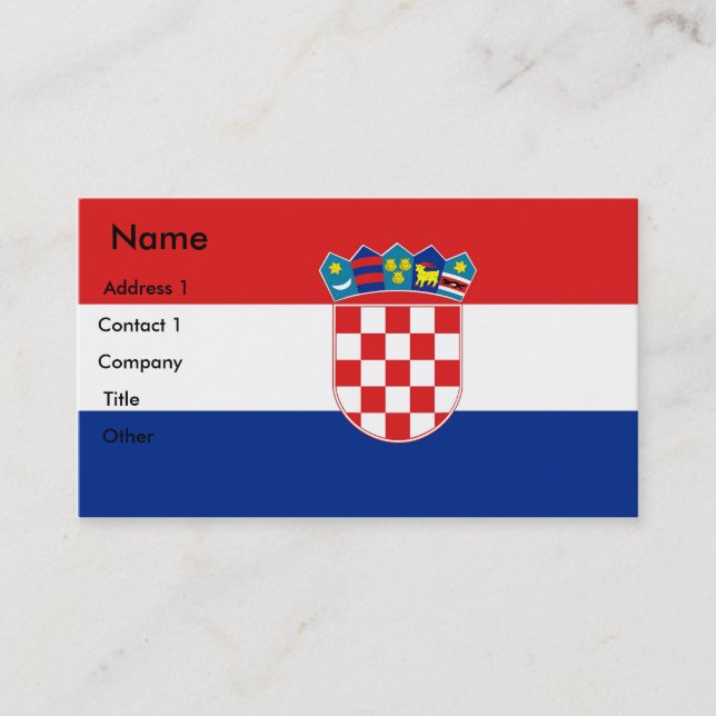 Tarjeta de visita con bandera de Croacia (Anverso)