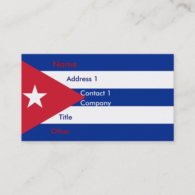 Tarjeta de visita con bandera de Cuba (Anverso)