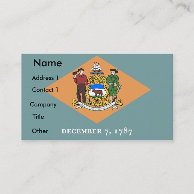 Tarjeta de visita con bandera de Delaware EE.UU. (Anverso)