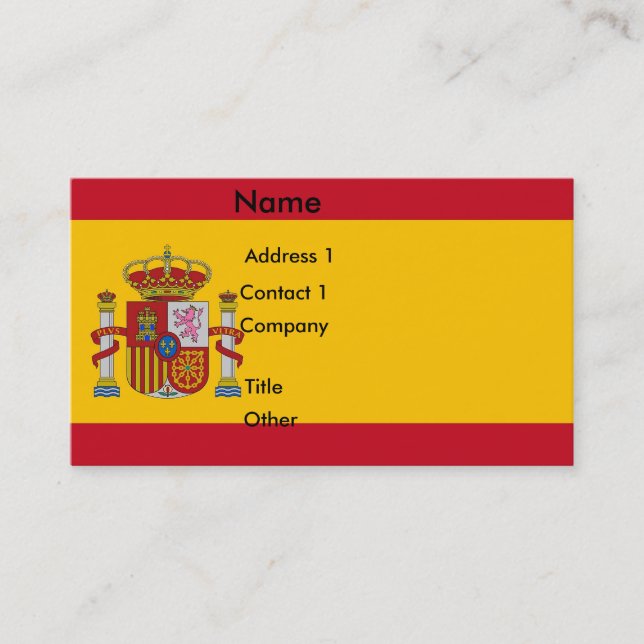 Tarjeta de visita con bandera de España (Anverso)