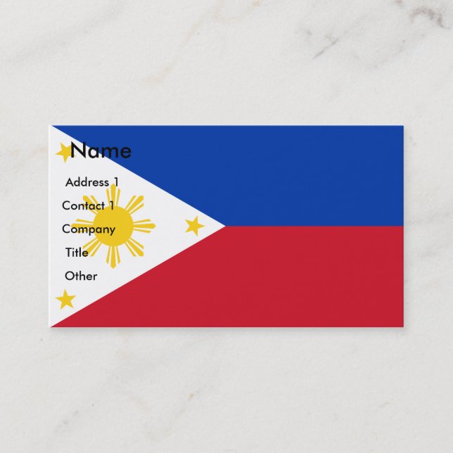 Tarjeta de visita con bandera de Filipinas (Anverso)