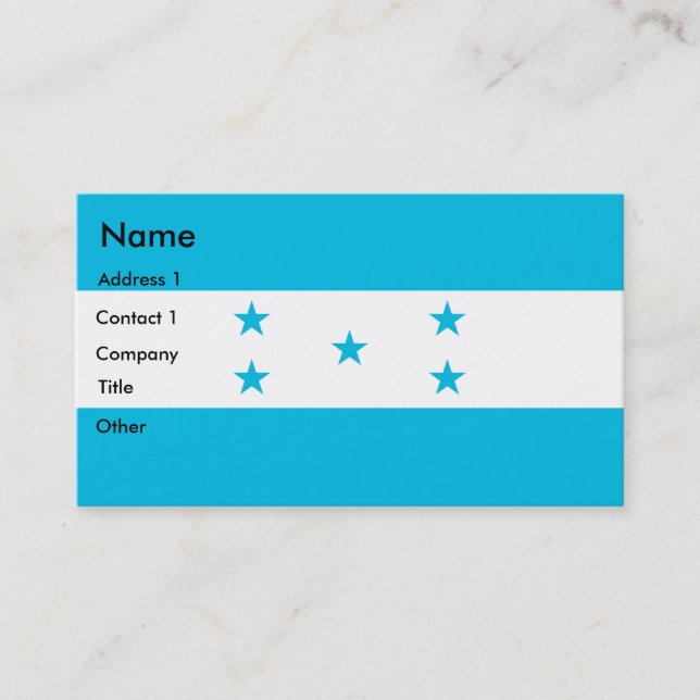 Tarjeta de visita con bandera de Honduras (Anverso)