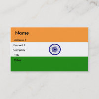 Tarjeta de visita con bandera de India