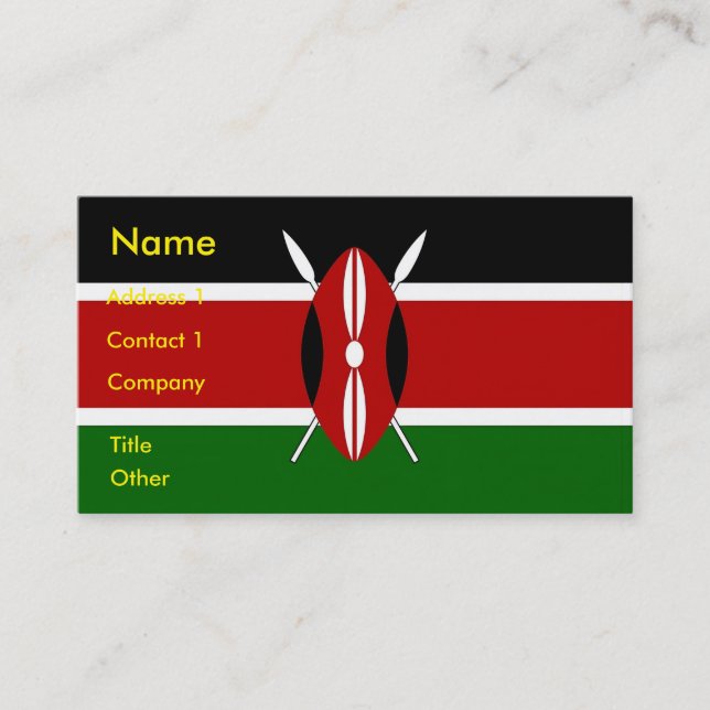 Tarjeta de visita con bandera de Kenia (Anverso)