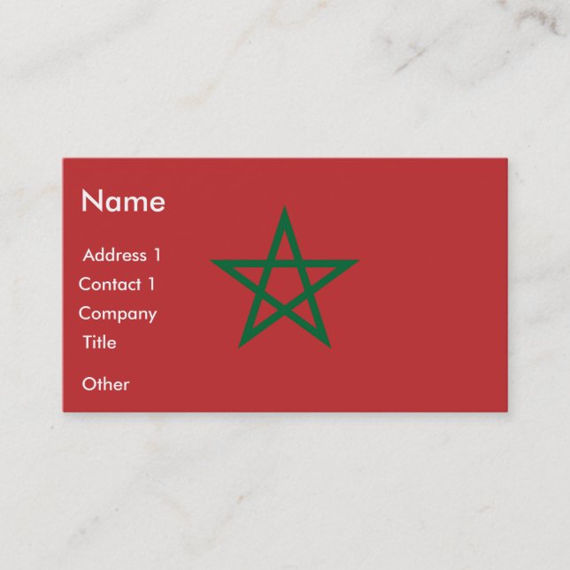 Tarjeta de visita con bandera de Marruecos (Anverso)