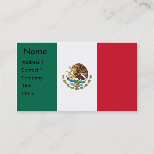 Tarjeta de visita con bandera de México (Anverso)