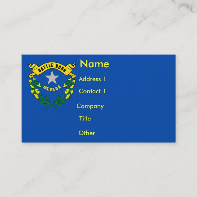 Tarjeta de visita con bandera de Nevada U.S.A. (Anverso)