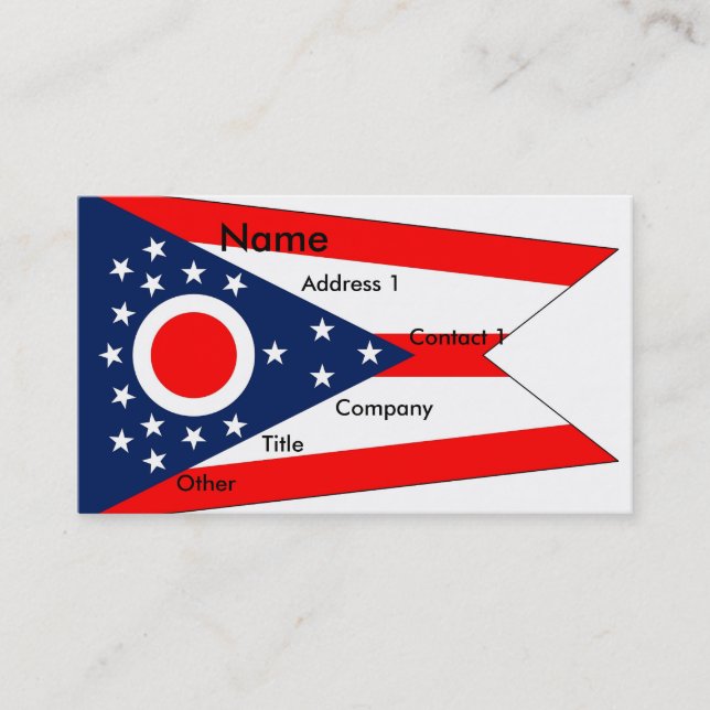 Tarjeta de visita con bandera de Ohio U.S.A. (Anverso)