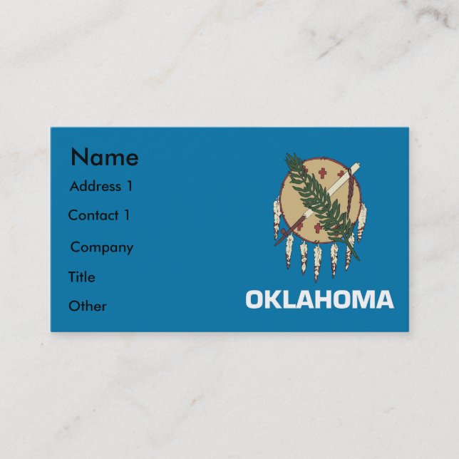 Tarjeta de visita con bandera de Oklahoma EE.UU. (Anverso)