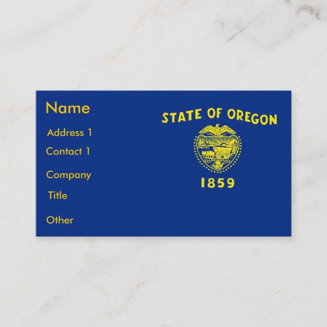 Tarjeta de visita con bandera de Oregon U.S.A. (Anverso)