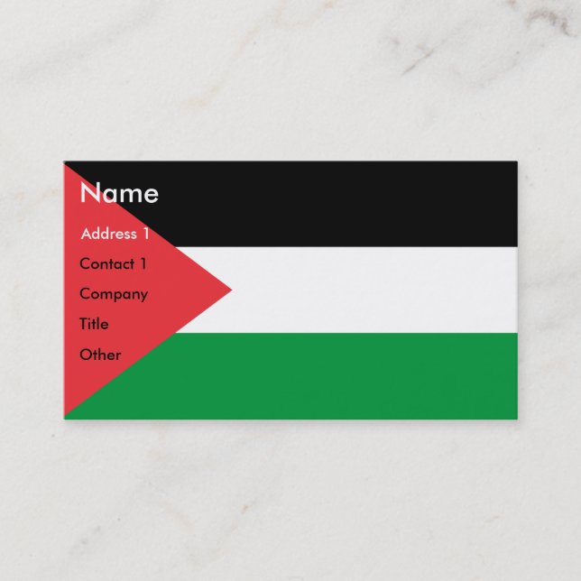 Tarjeta de visita con bandera de Palestina (Anverso)