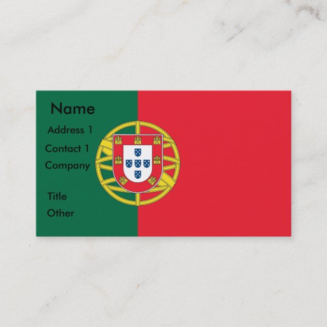 Tarjeta de visita con bandera de Portugal (Anverso)