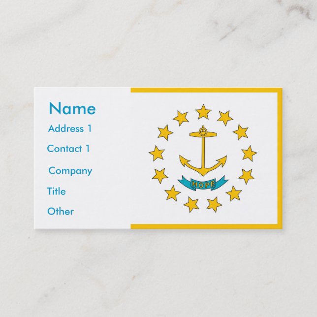 Tarjeta de visita con bandera de Rhode Island EE.U (Anverso)