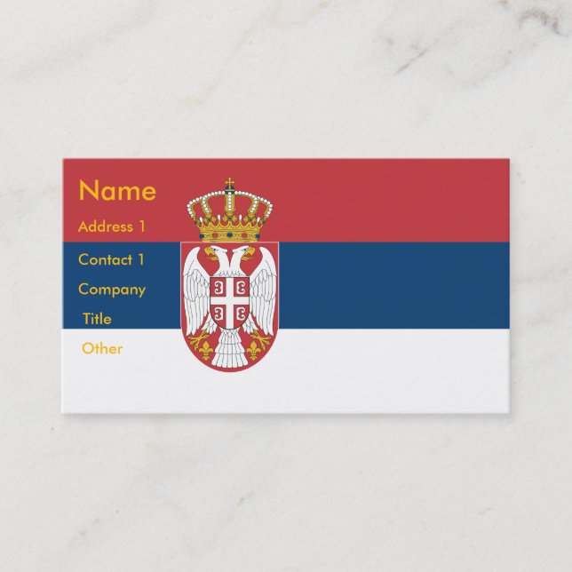 Tarjeta de visita con bandera de Serbia (Anverso)